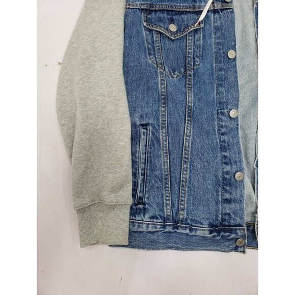 Levi Strauss Hybrid Sweatshirt-Style Hooded Original Denim Trucker Jacket Large - Picture 2 of 12